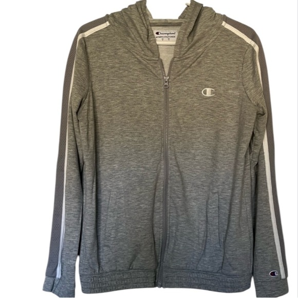 Champion Light Gray Hooded Sweat Jacket Size M - Picture 1 of 9